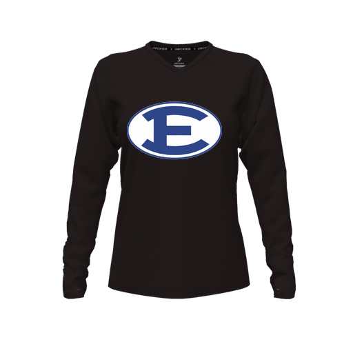 [CUS-DFW-TEES-CMF-VNK-LSL-BLK-FYXS-LOGO2] Decker Comfort T-Shirt (Female Youth XS, Black, V Neck, Logo 2, Long Sleeve)