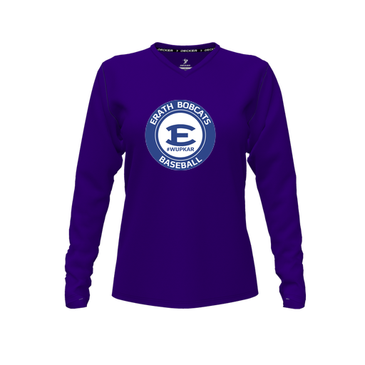 [CUS-DFW-TEES-PER-VNK-LSL-PUR-FYXS-LOGO1] Performance T-Shirt (Female Youth XS, Purple, V Neck, Logo 1, Long Sleeve)