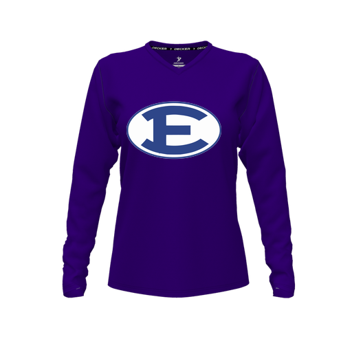 [FTLVPTPP-FYXS-LOGO2] Decker Performance T-Shirt (Female Youth XS, Purple, V Neck, Logo 2, Long Sleeve)