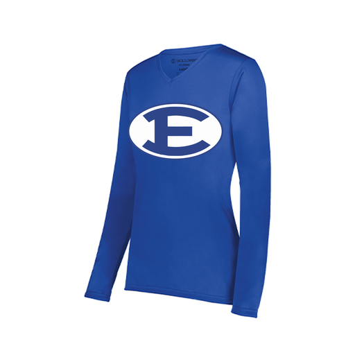 [222824.060.S-LOGO2] Ladies LS Smooth Sport Shirt (Female Adult S, Royal, Logo 2)